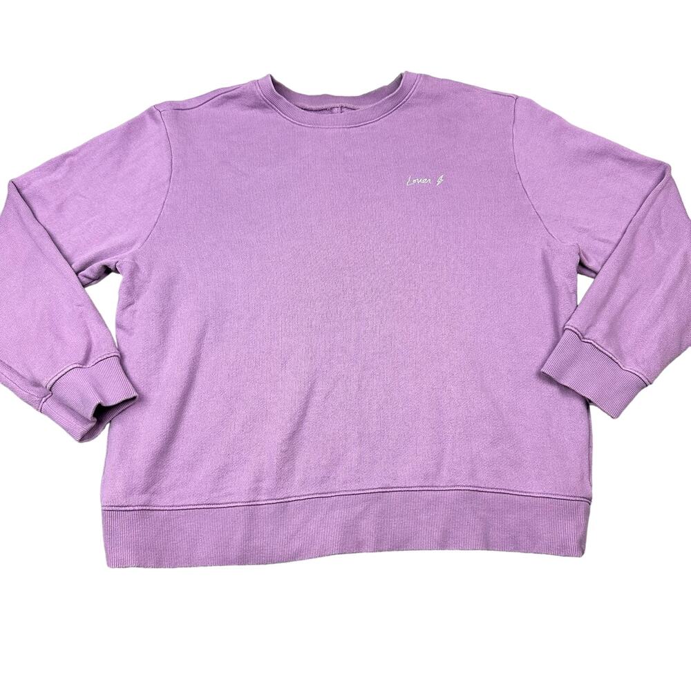 Pistola Lover Sweatshirt Womens Large Purple Crew Neck Back Seam Cotton